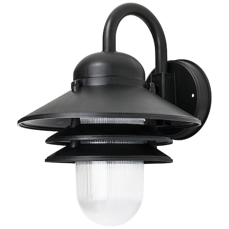 Sunlite Nautical Style Outdoor Wall Fixture, E26, Weatherproof Polycarbonate, Prismatic Acrylic Lens, Blk 41370-SU